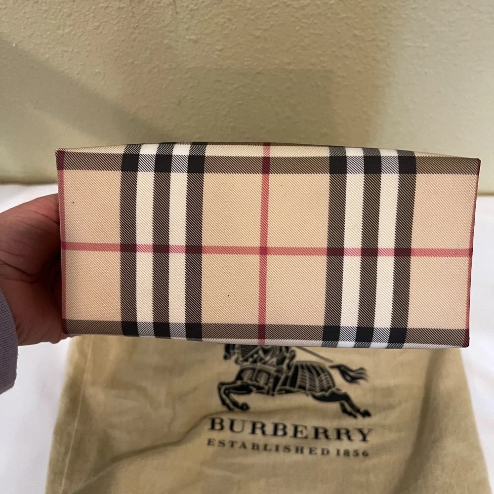 Burberry London Nova Check Coated Canvas Mini Tote Tan Black - Picture 10 of 16